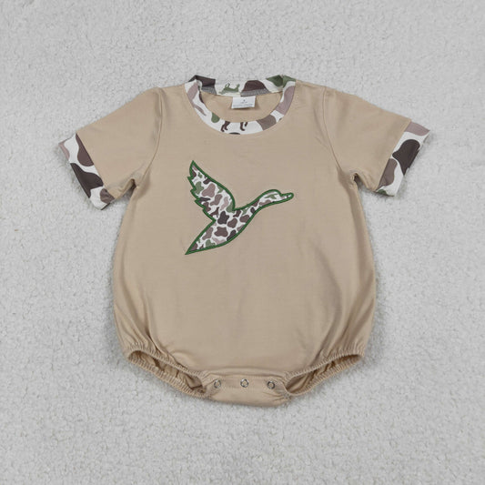 Embroidery Camo Ducks Baby Boys Short Sleeve Hunting Rompers