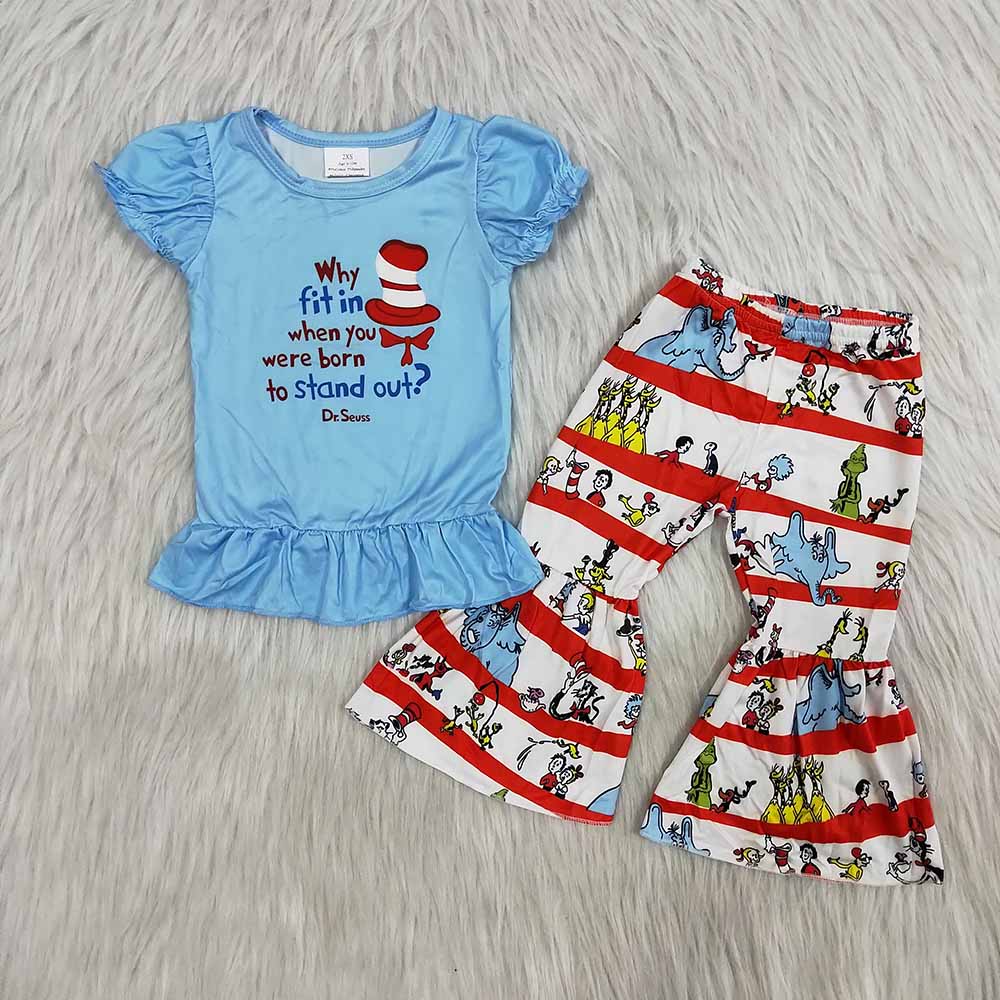 Sibling Baby Girls Dr Reading Shirts Pants Outfits Suits