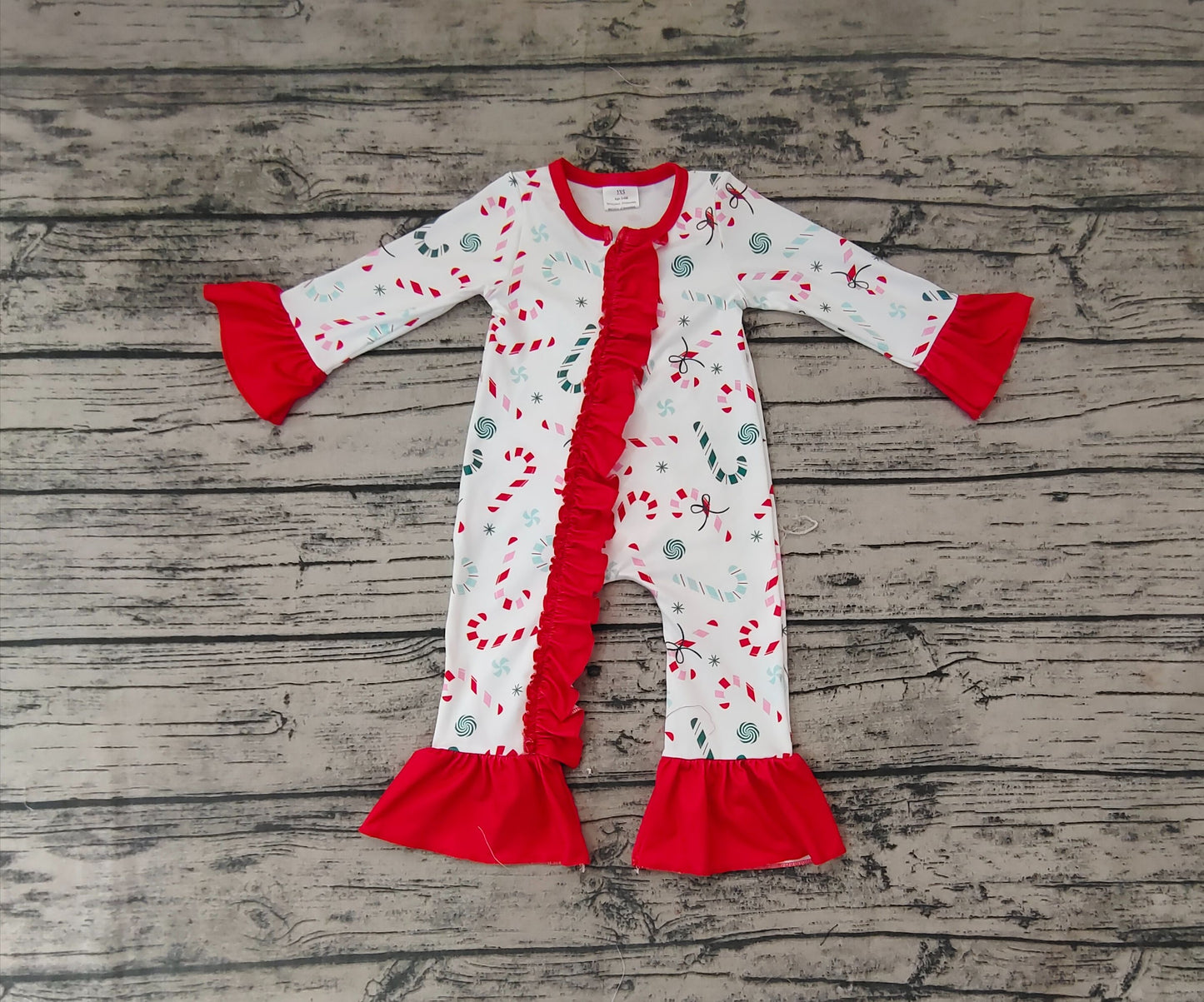 Baby Girls Christmas Candy Cane Rompers