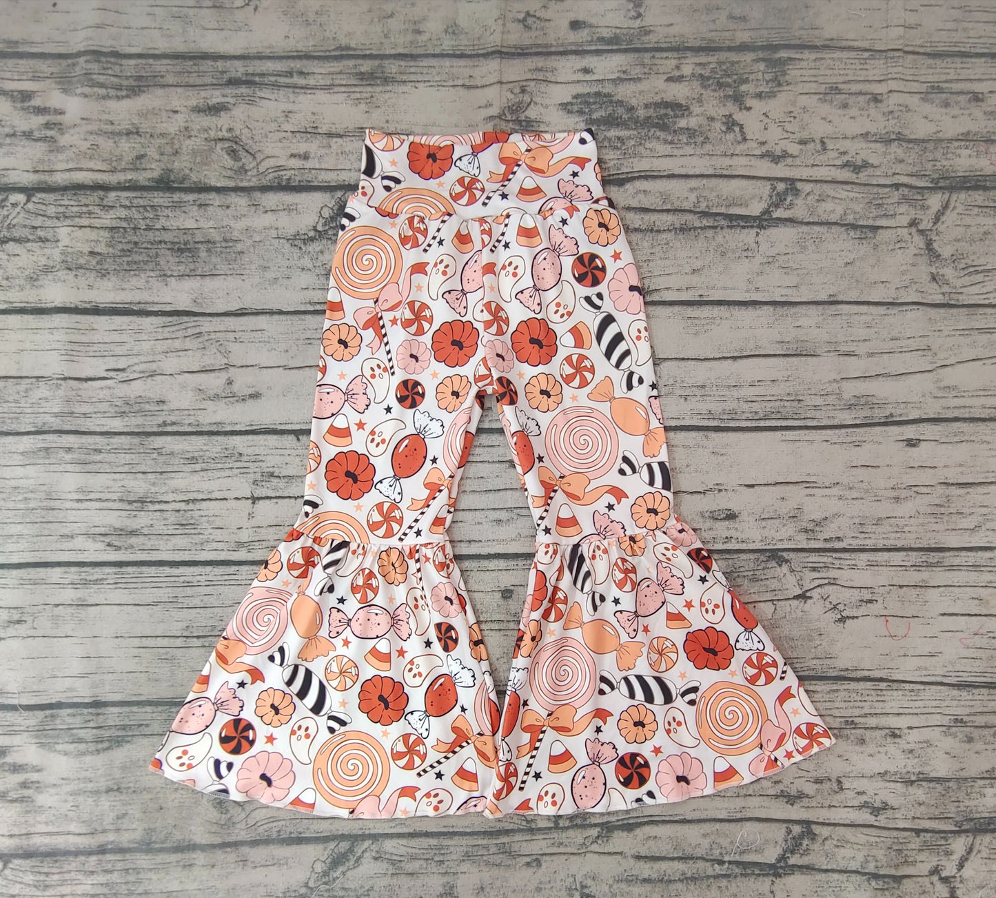 Baby Girls Orange Halloween Candy Bell Pants