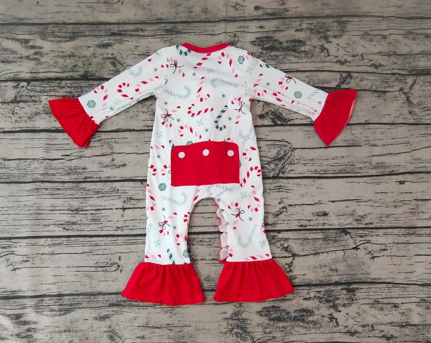 Baby Girls Christmas Candy Cane Rompers