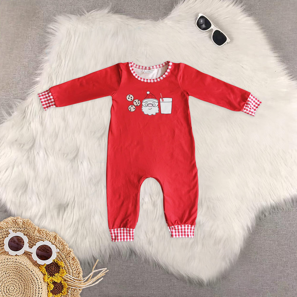 Sibling Baby Infant Boys Long Sleeves Embroidery Santa Deer Christmas Rompers
