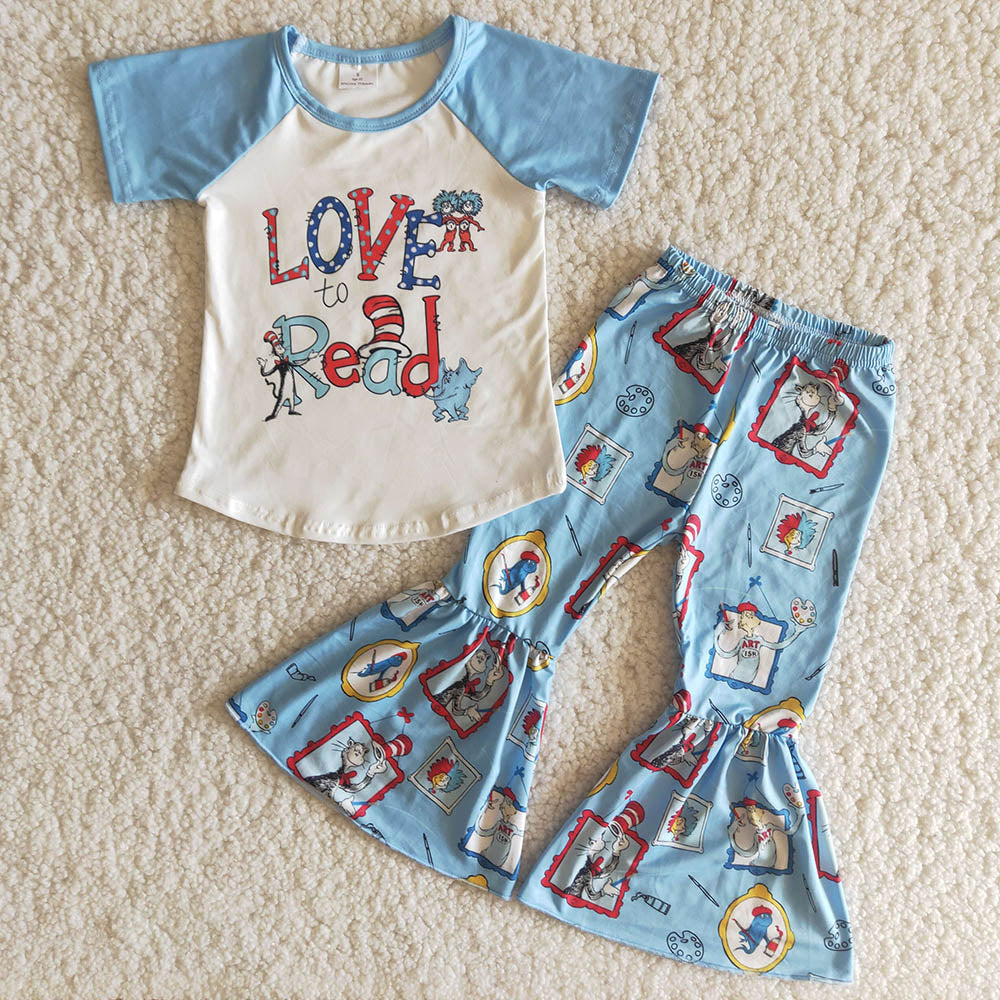 Promotion Sibling Baby Girls Dr Reading Shirts Pants Clothes Sets