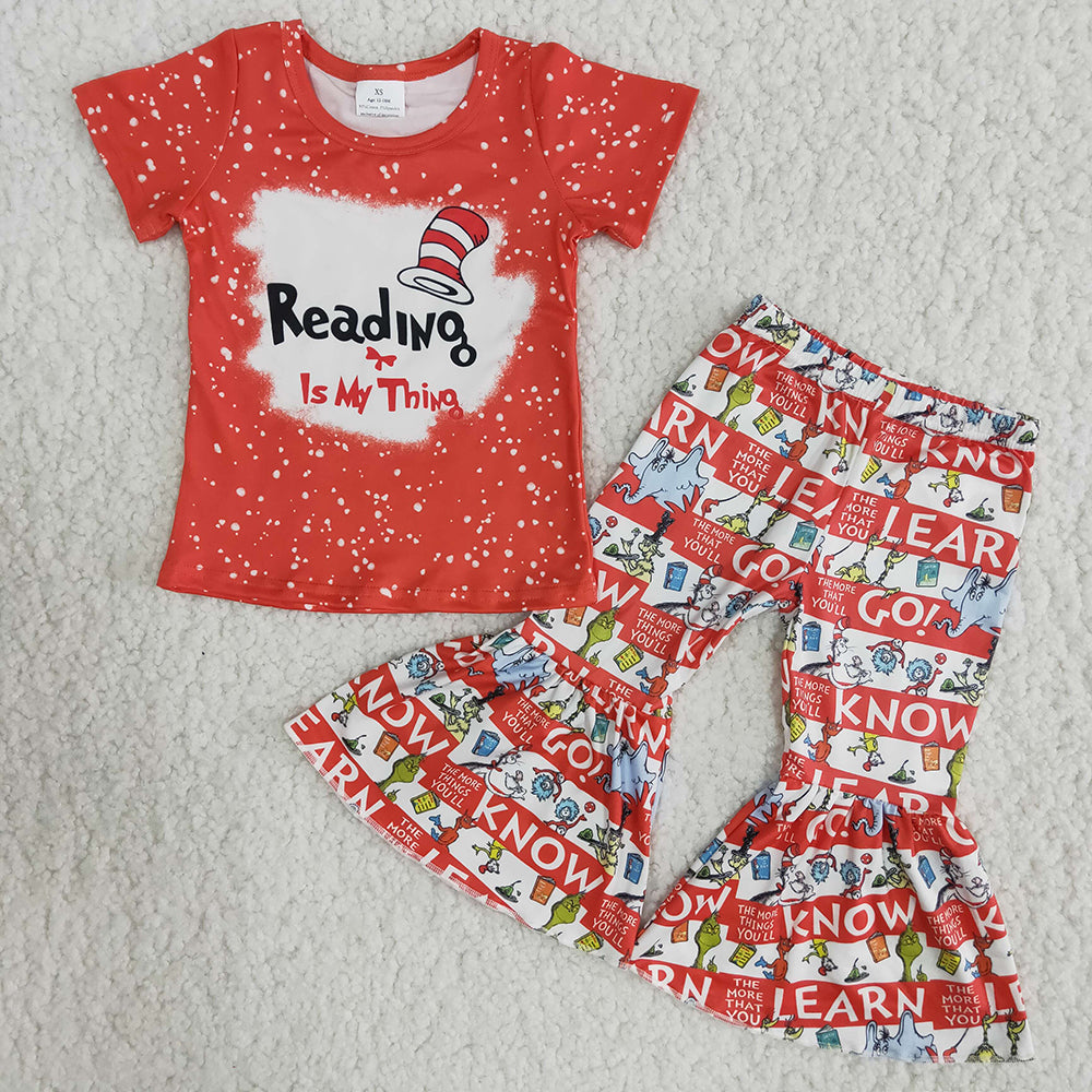 Promotion Sibling Baby Girls Dr Reading Shirts Pants Clothes Sets