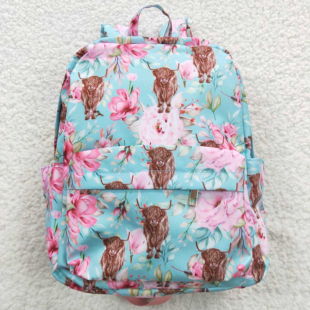 USA Shop Baby Children Flowers Highland Cows Western School Backpack Bags