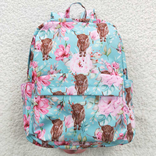 USA Shop Baby Children Flowers Highland Cows Western School Backpack Bags