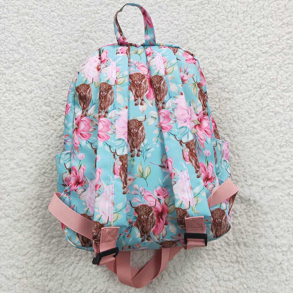 USA Shop Baby Children Flowers Highland Cows Western School Backpack Bags