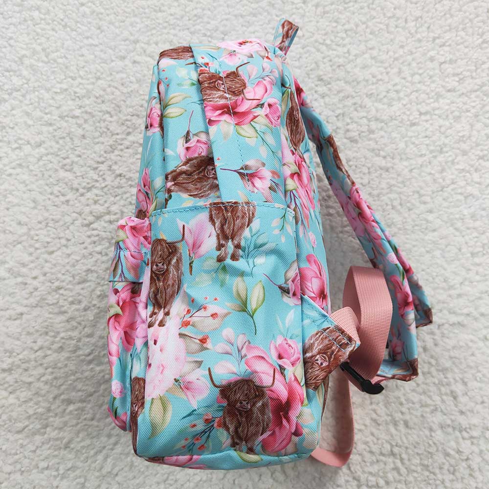 USA Shop Baby Children Flowers Highland Cows Western School Backpack Bags