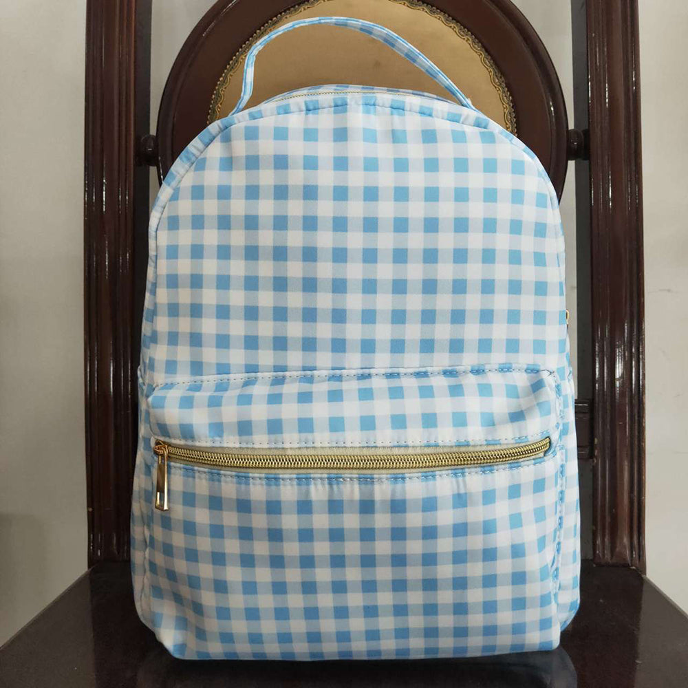 Baby Kids Back To School Sibling Blue Checkered Backpack Bags Lunch Boxes