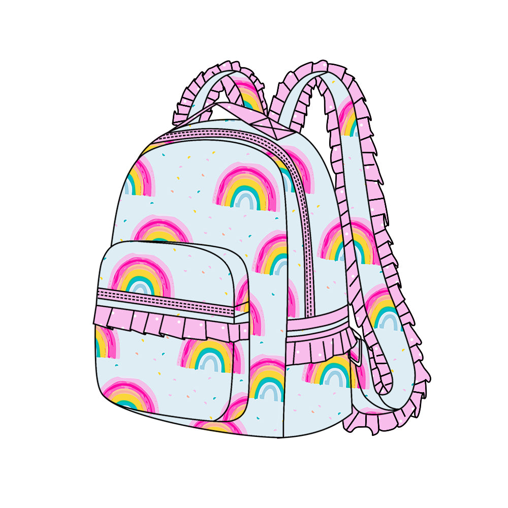Baby Kids Girls Pink Ruffle Rainbow Backpack Back Bags Preorder