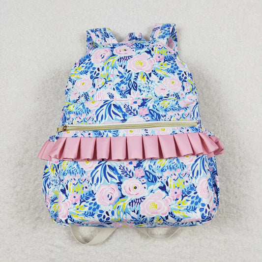 USA Shop Baby Kids Girls Blue Purple Flowers Backpack Back Bags