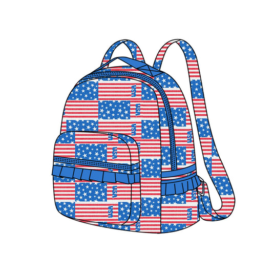 Baby Kids Girls 4th Of July Flags Backpack Back Bags Preorder
