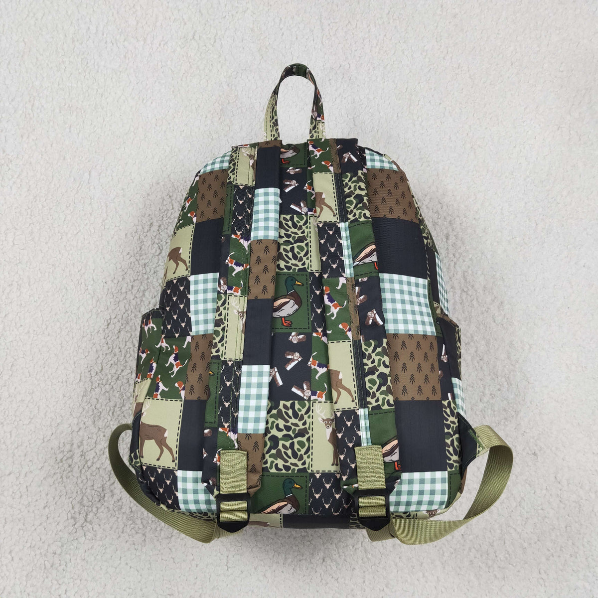 Baby Boys Green Brown Ducks Deer Camo Checked Hunting School Backpack Bags