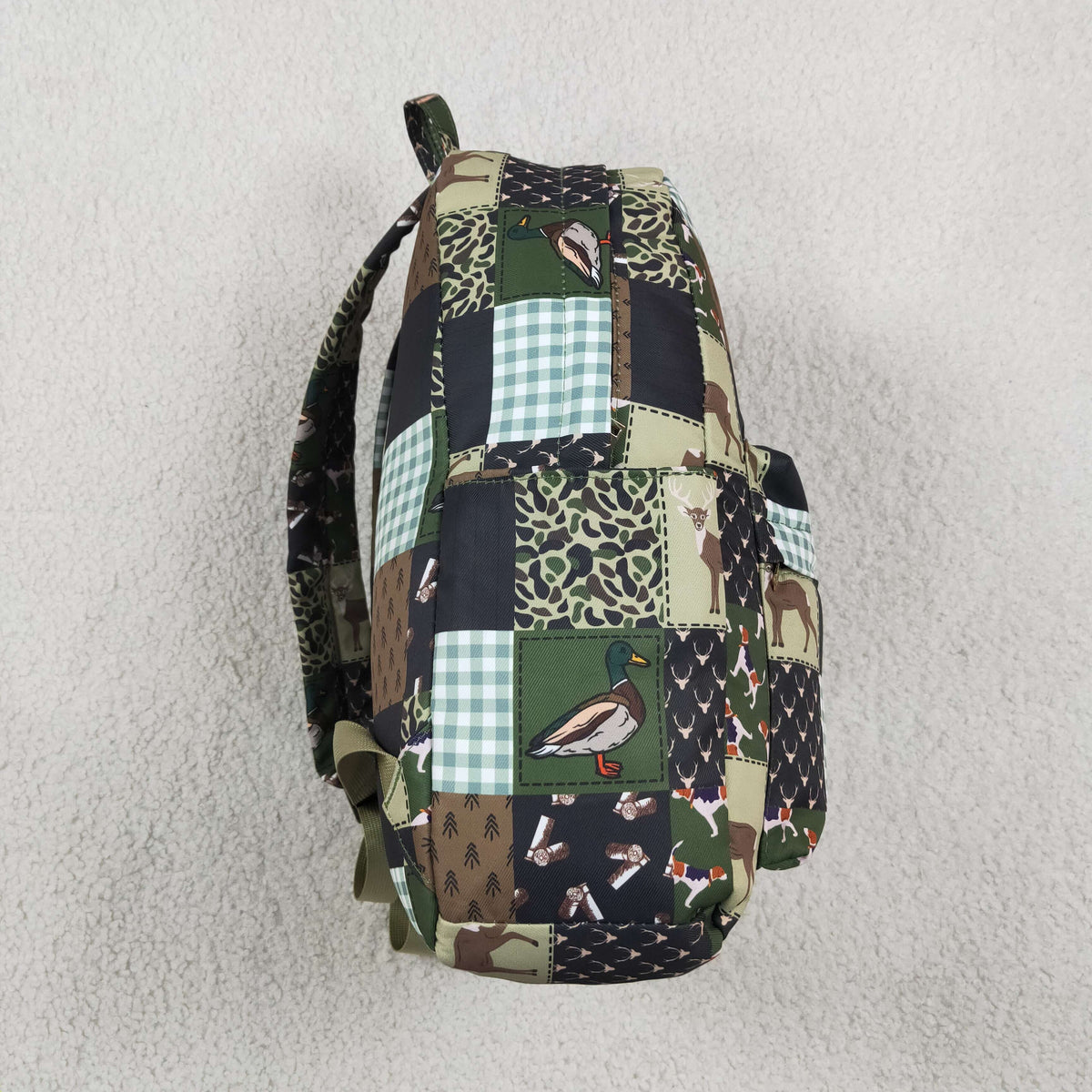 Baby Boys Green Brown Ducks Deer Camo Checked Hunting School Backpack Bags