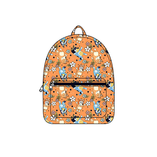 Baby Kids Girls Dog Orange Flowers Backpack Zip Back Bags Preorder