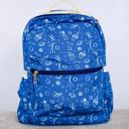Baby Kids Boys Blue Space Backpack Zip Back Bags Preorder