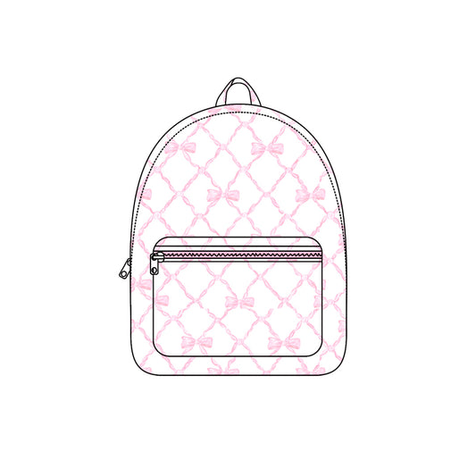 Baby Kids Girls Pink Bows Backpack Zip Back Bags Preorder