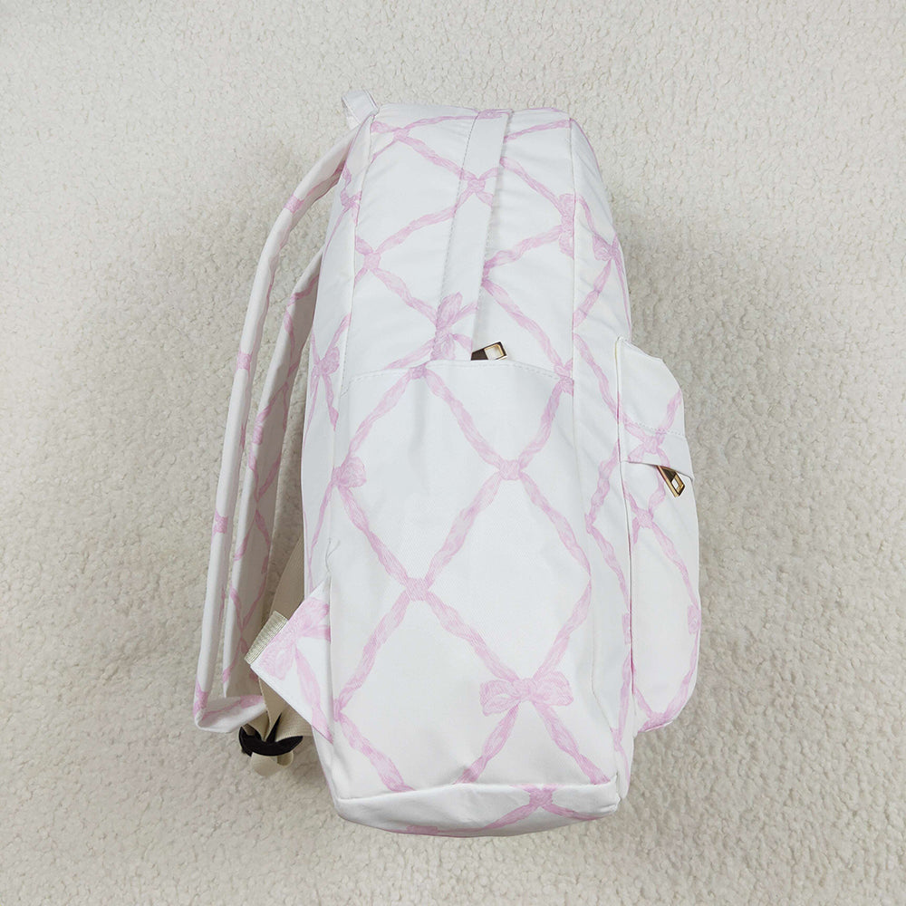 Baby Kids Girls Pink Bows Backpack Zip Back Bags