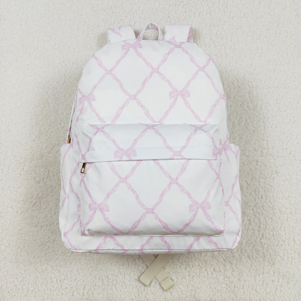 Baby Kids Girls Pink Bows Backpack Zip Back Bags