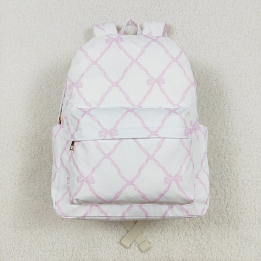 Baby Kids Girls Pink Bows Backpack Zip Back Bags