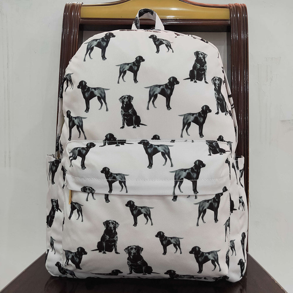 Baby Kids Girls Dogs Black Backpack Zip Back Bags