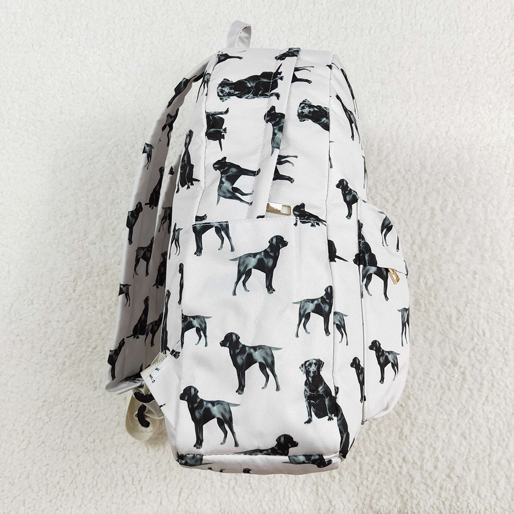 Baby Kids Girls Dogs Black Backpack Zip Back Bags