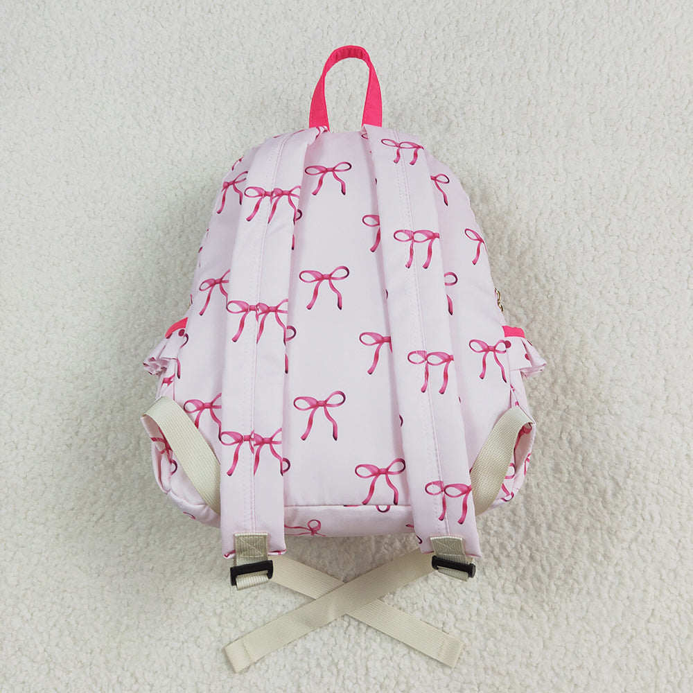 Baby Kids Girls Pink Bows Backpack Zip Back Bags