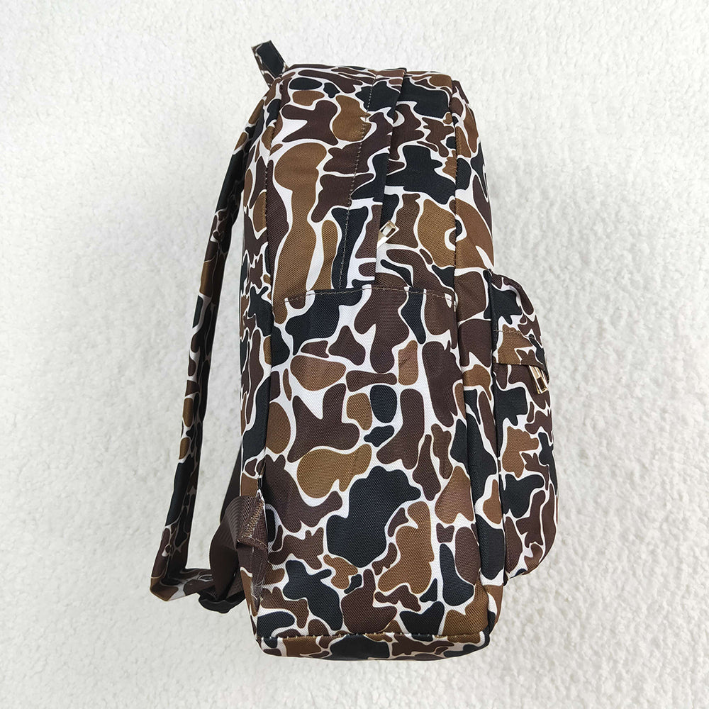 Baby Kids Boys Brown Camo Backpack Zip Back Bags