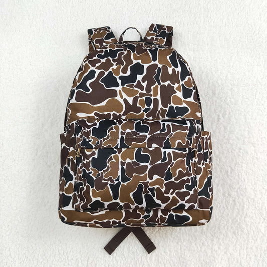 Baby Kids Boys Brown Camo Backpack Zip Back Bags