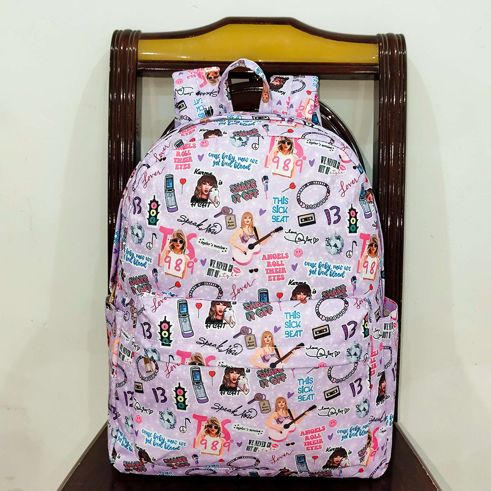 Baby Kids Girls Purple Singer Backpack Zip Back Bags