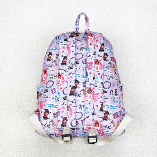 Baby Kids Girls Purple Singer Backpack Zip Back Bags