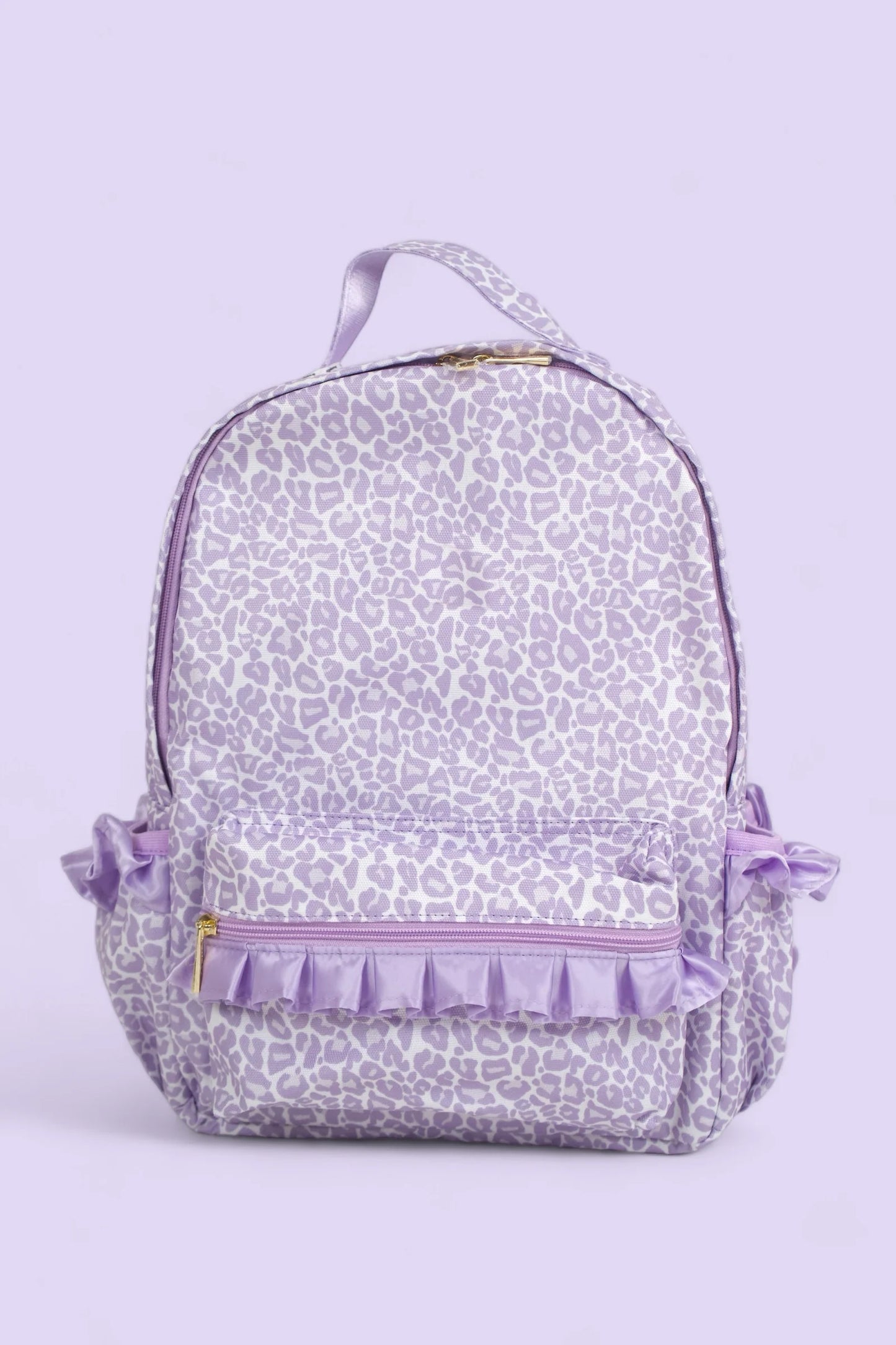 Baby Kids Girls Lavender Leopard Backpack Zip Back Bags Preorder