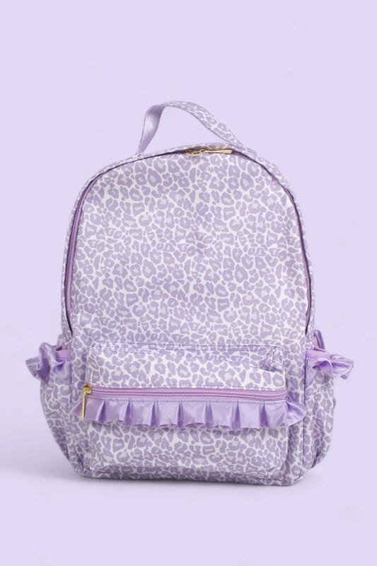 Baby Kids Girls Lavender Leopard Backpack Zip Back Bags Preorder