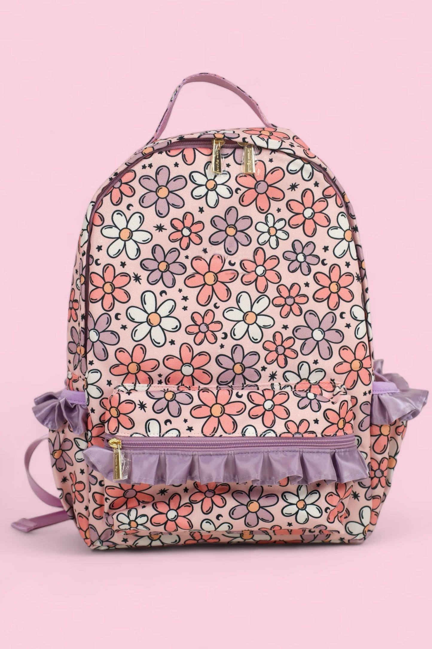 Baby Kids Girls Pink Flowers Backpack Zip Back Bags Preorder