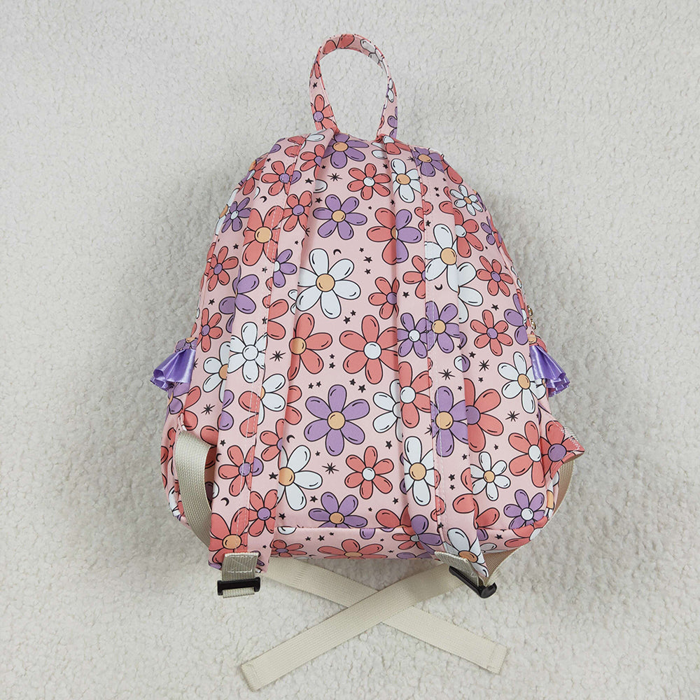 Baby Kids Girls Pink Flowers Backpack Zip Back Bags