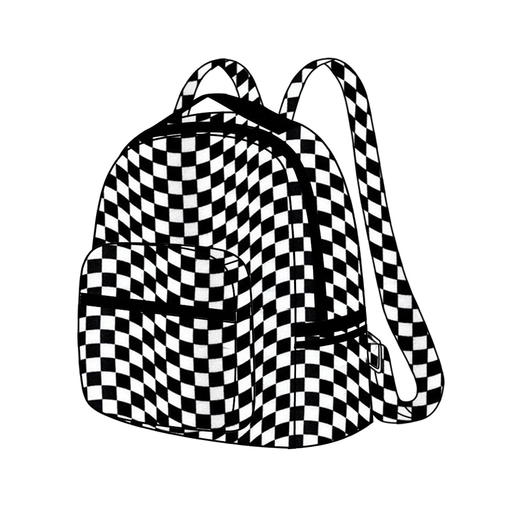 Baby Kids Black Checkered Backpack Zip Back Bags Preorder