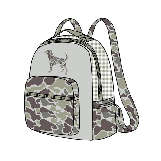 Baby Kids Boys Camo Dog Hunting Backpack Zip Back Bags Preorder