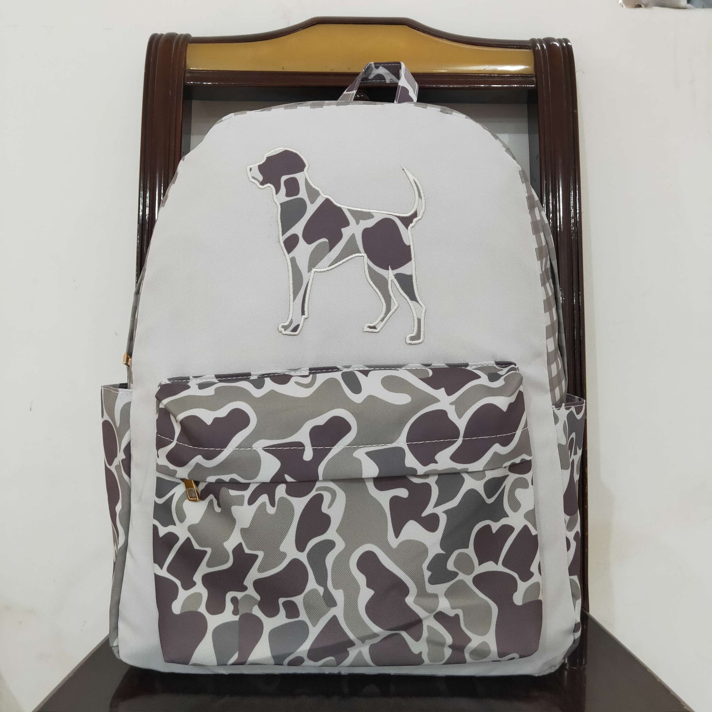 USA Shop Baby Children Grey Camo Embroidery Dogs Hunting School Backpack Bags