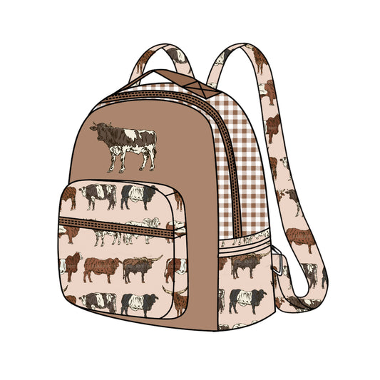 Baby Kids Boys Western Cow Backpack Zip Back Bags Preorder