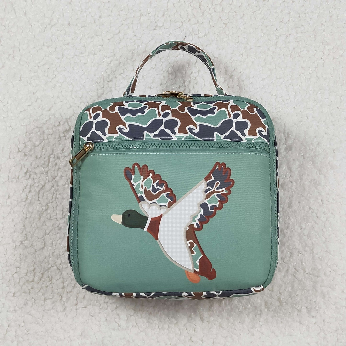 USA Shop Baby Kids Green Camo Embroidery Ducks Hunting School Lunch Boxes