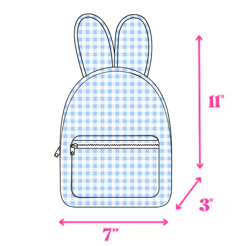 Baby Boys Easter Rabbit Ears Blue Checkered Backpacks Bags Preorder