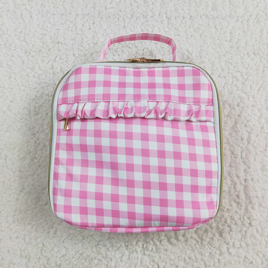 Baby Girls Pink Checkered Lunch Dinnder Picnic Thermal Bags Boxes