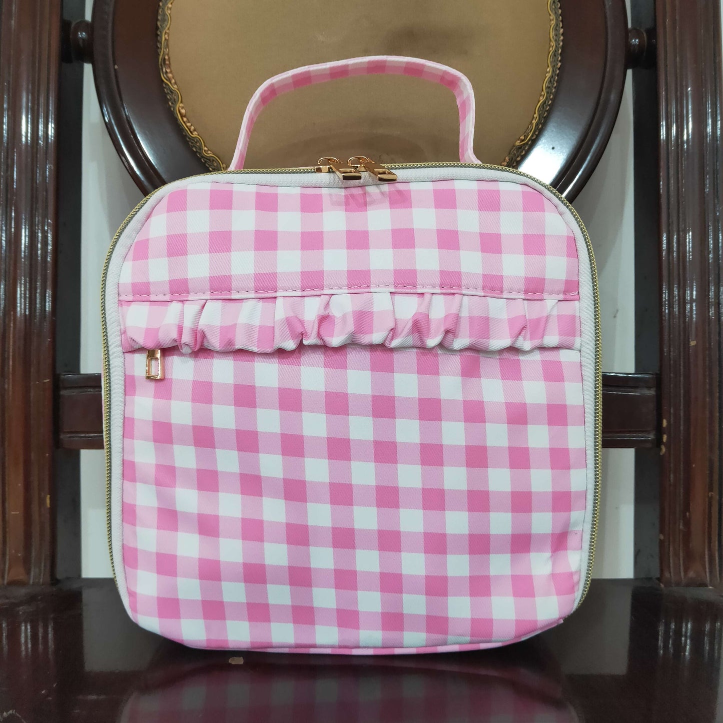 USA Shop Baby Girls Pink Checked School Lunch Boxes