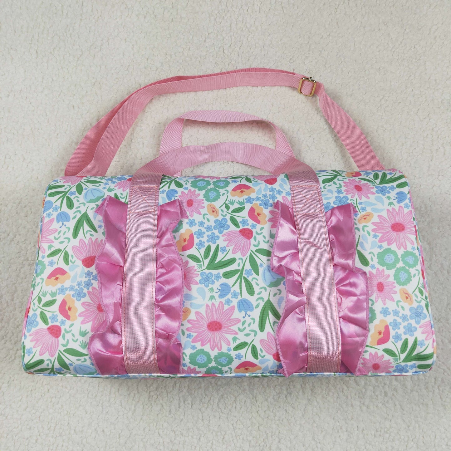 Sibling Ruffle Floral Print Gym Duffle Bags