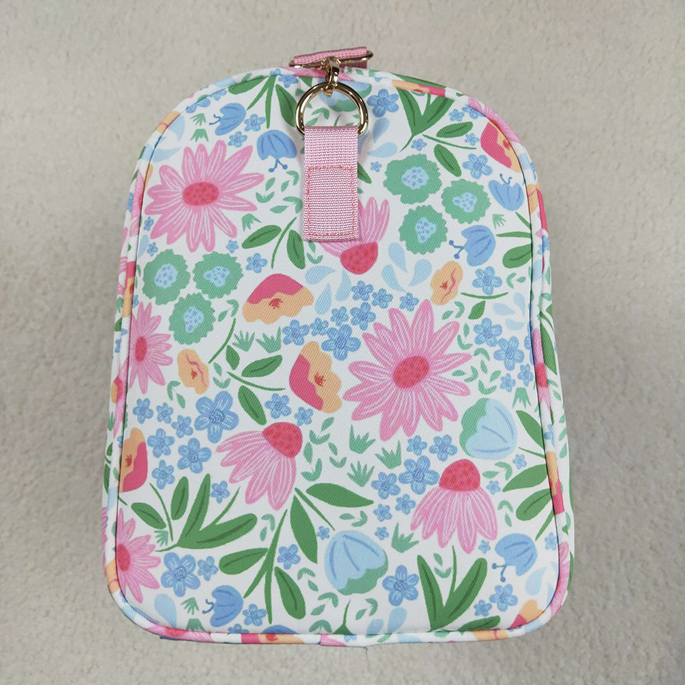 Pink Ruffle Floral Print Gym Duffle Bags