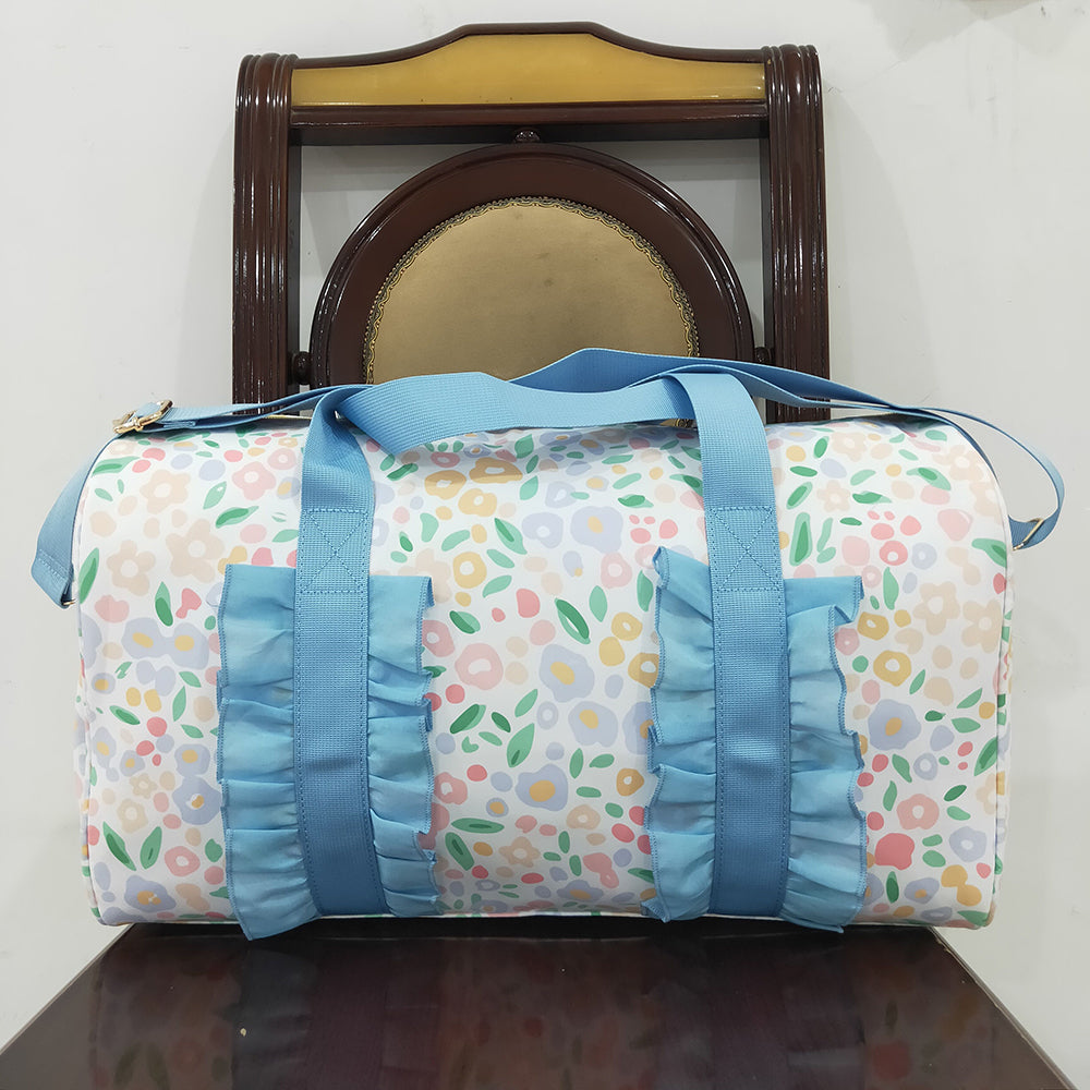 Blue Ruffle Colorful Leopard Print Gym Duffle Bags