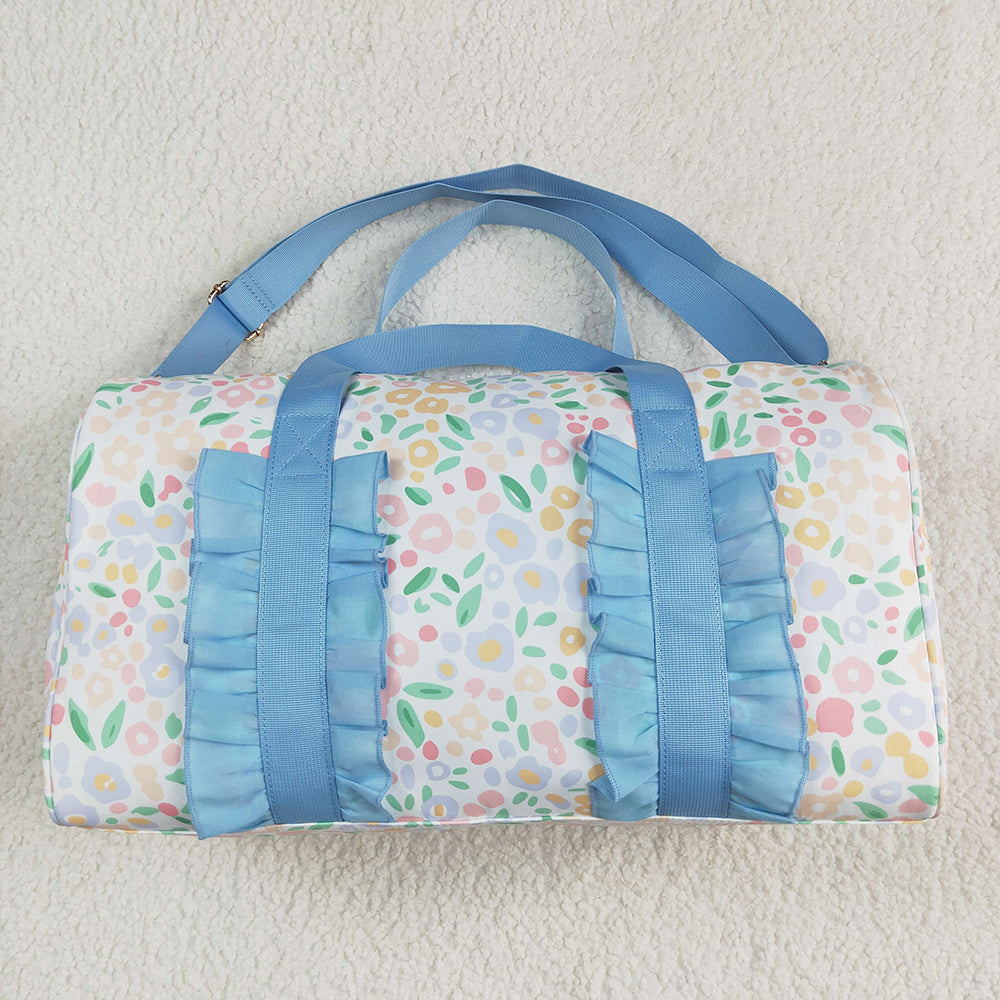 Blue Ruffle Colorful Leopard Print Gym Duffle Bags