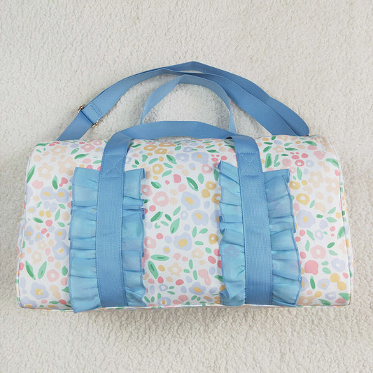 Blue Ruffle Colorful Leopard Print Gym Duffle Bags