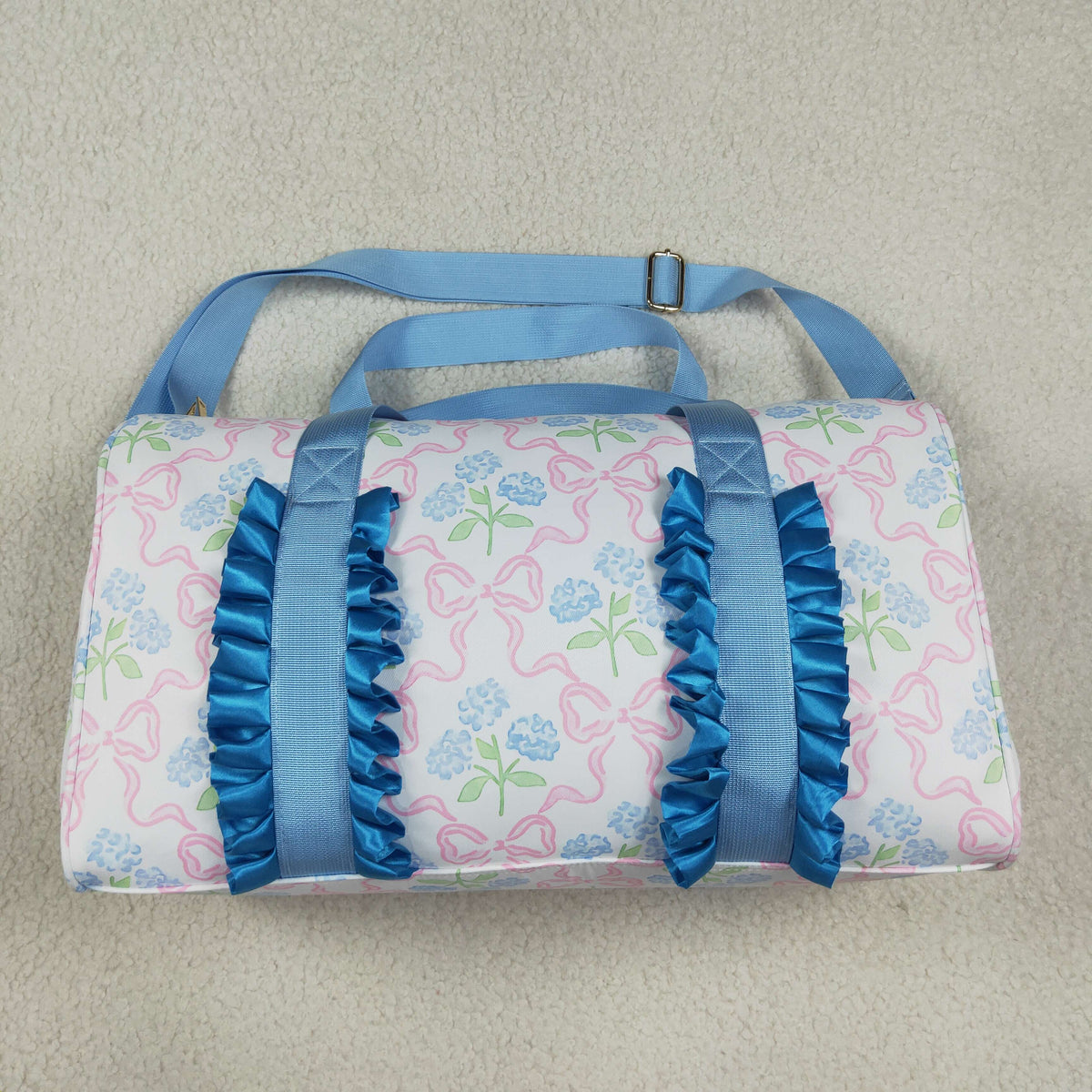 Blue Ruffle Pink Bows Plaid Floral Gym Duffle Bags