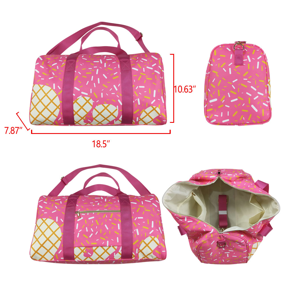 Pink Ice Cream Drip Zipper Gym Bags